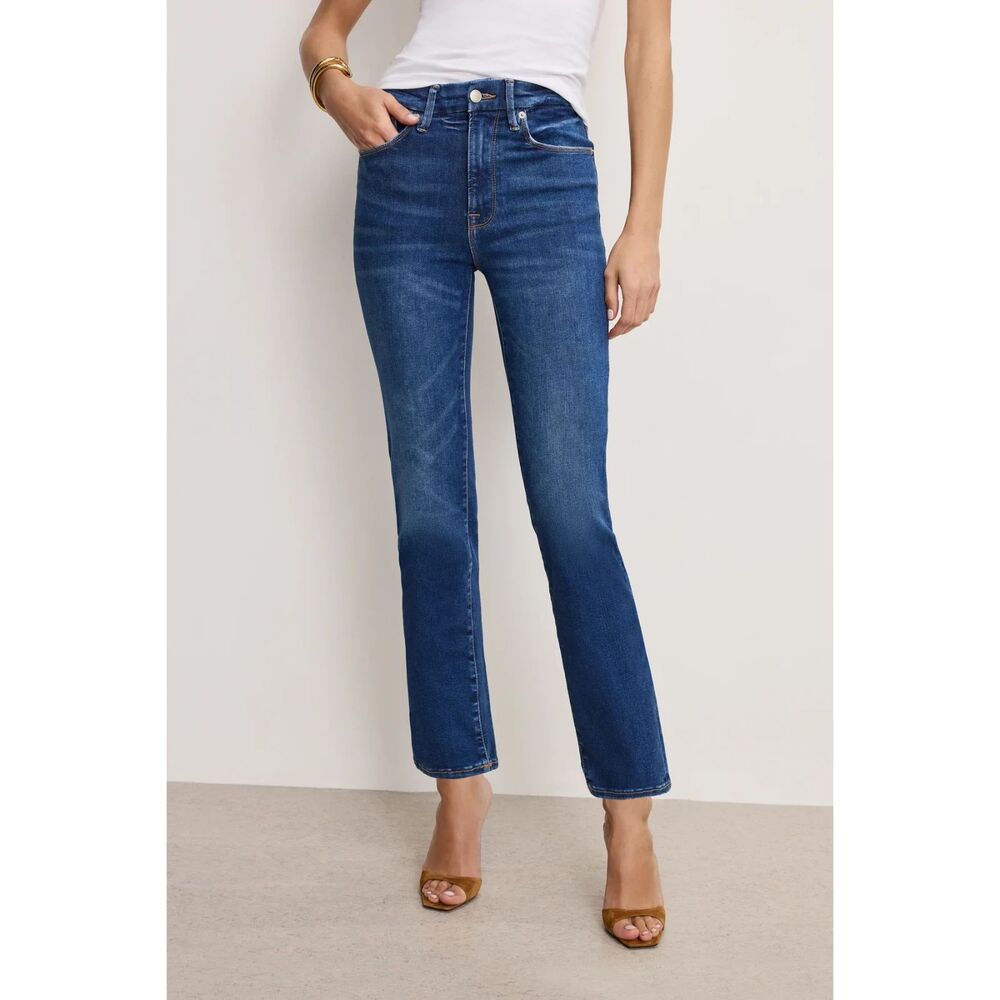 Good American | Always Fits Good Petite Straight Leg Jeans Dk Wash | Size 10/30
